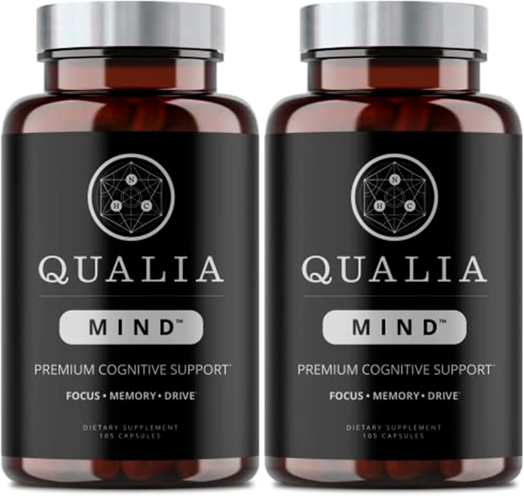 Qualia Mind Nootropics 105 ct 2-Pack | Top Brain Supplement for Memory, Focus, Mental Energy, and Concentration with Ginkgo biloba, Alpha GPC, Bacopa monnieri, DHA & More, (6 Week Supply)