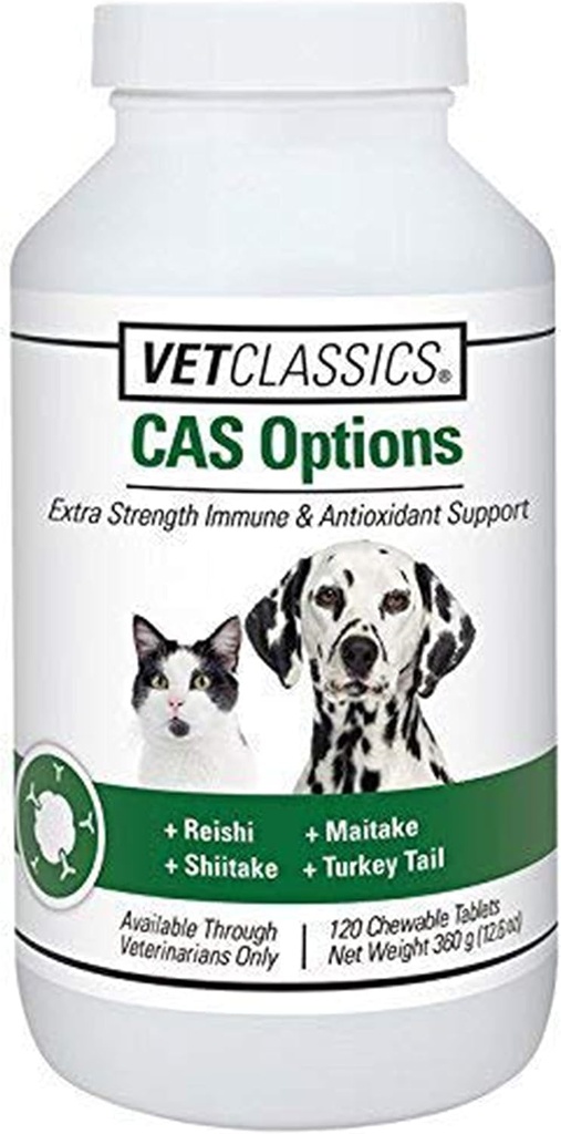 Vet Classics CAS Možnosti Dodatna moč Imunska podpora za pse, Mačke – Zdravstveni dodatek za hišne živali, Dog Antioksidant Care – ekstra močna Dog dodatek Formula – 120 Žvečljive tablete