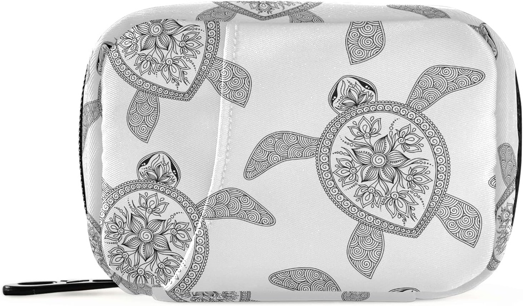Naanle črna in bela želva tablete Box 7 dan Case Travel Organizator vrečka z Zipper Prenosni tedenski primer kompaktna velikost za vitamin dodatek imetnik doma