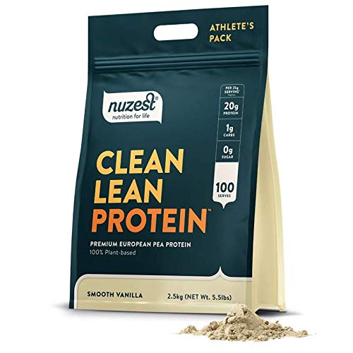 Nuzest - Pea Protein Powder - Čisti lean Protein, Premium Vegan Plant Based Protein Powder, Mlečni brez glutena, Brez GSO, Protein Shake, Gladka Vanilla, 100 Serving, 5,5 lb