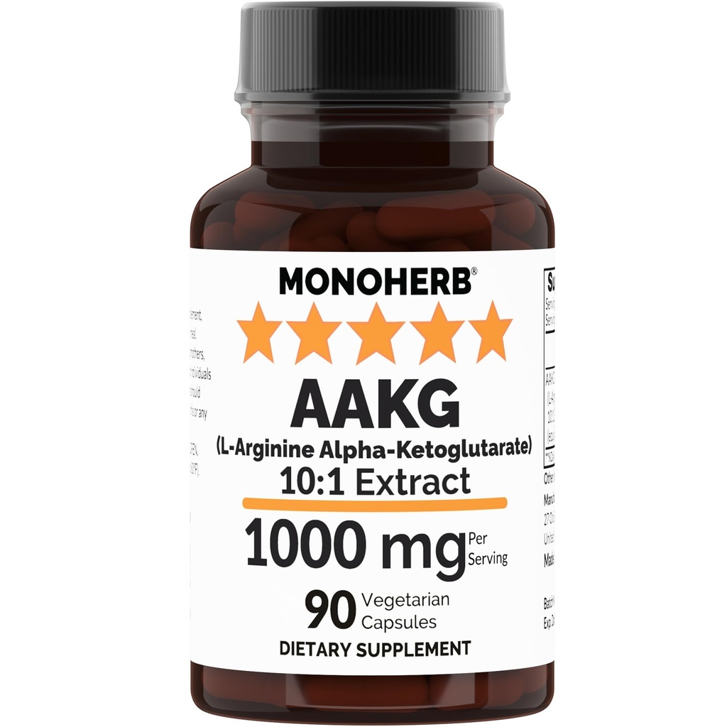 MONOHERB AAKG - L-arginin alfa-ketoglutarat - 1000 mg - 90 vegetarijanskih kapsul