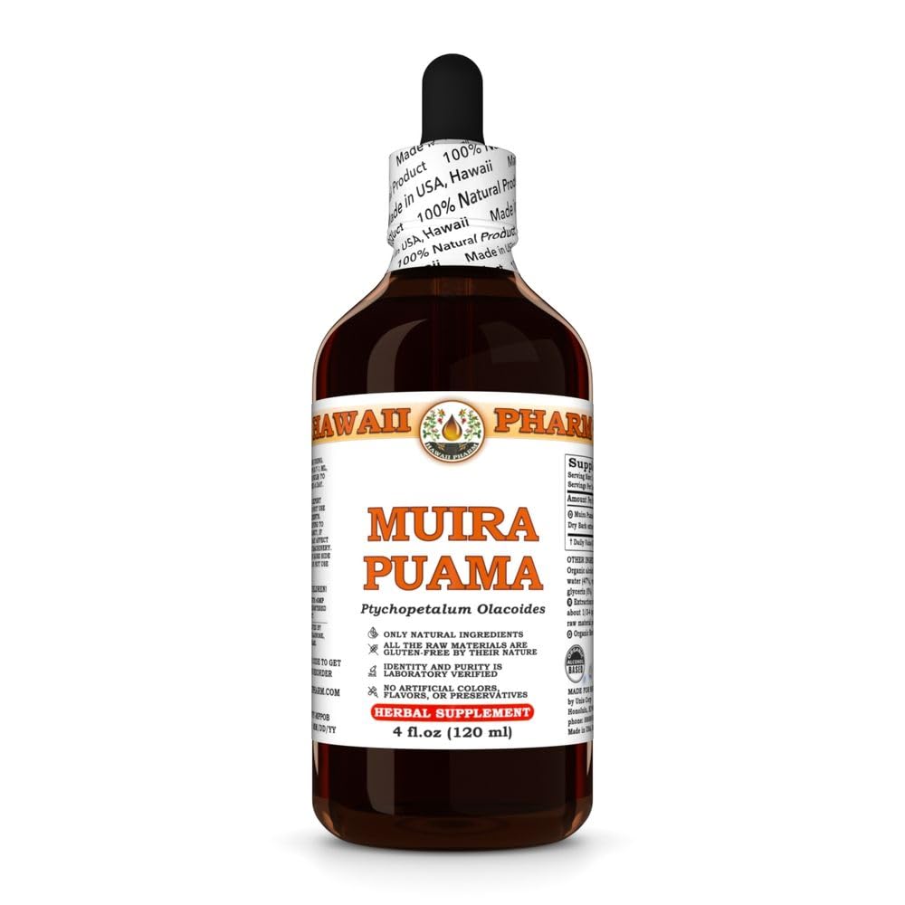 Havaji Pharm Muira Puama Extract, Tinktura za povečanje želje in energije, podpira spomin, spodbuja umirjenost, izboljšuje kroženje, zmanjšuje temne kroge, spodbuja vitalnost - 4 fl.oz