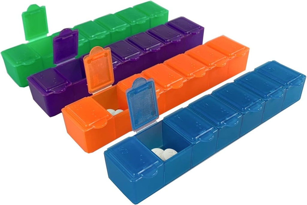 ZDA Merchant - 7 Day Pill Box Small with Snap Close Lids - Tedenske tablete Organizator 4 krat na dan ali 28 Day Dispenser - Prihaja s 4 Ločene 7 Day Pill kontejnerji za vitamine, dodatki, in zdravila
