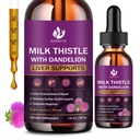 Milk Thistle dodatek za čiščenje jeter detox in popravila, Jetrni razstrupljanje kapljice z organskim mleko osliča, Artichoke Extract, Dandelion, Kurkuma in Vegana, Non-GMO, Gluten-free (2 Pack, 1 Fl Oz)