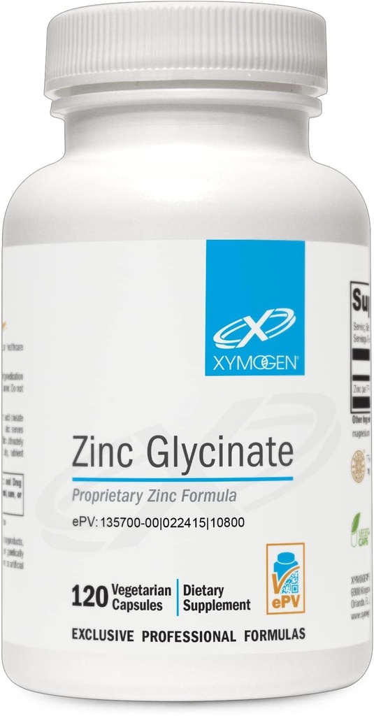 XYMOGEN kelirani dodatki cinkovega glicinata - 20 mg cinkovega biglicinata kelata za izboljšano absorpcijo - mineralna dopolnila za reprodukcijo in imuno podporo (120 veganskih kapsul)
