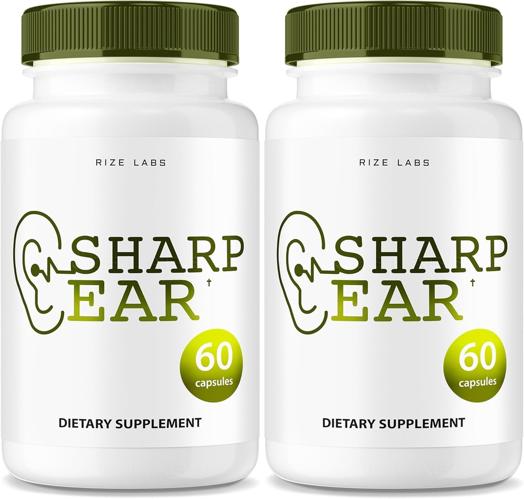 Rize laboratoriji Sharp Uha Kapsule, Sharp Uha tablete za jasen sluh, Sharp Uha dopolnilo za obnovitev zdravja sluha, Sharp uho Napredno Formula Največja jakost (120 kapsul) (Pack po 2)