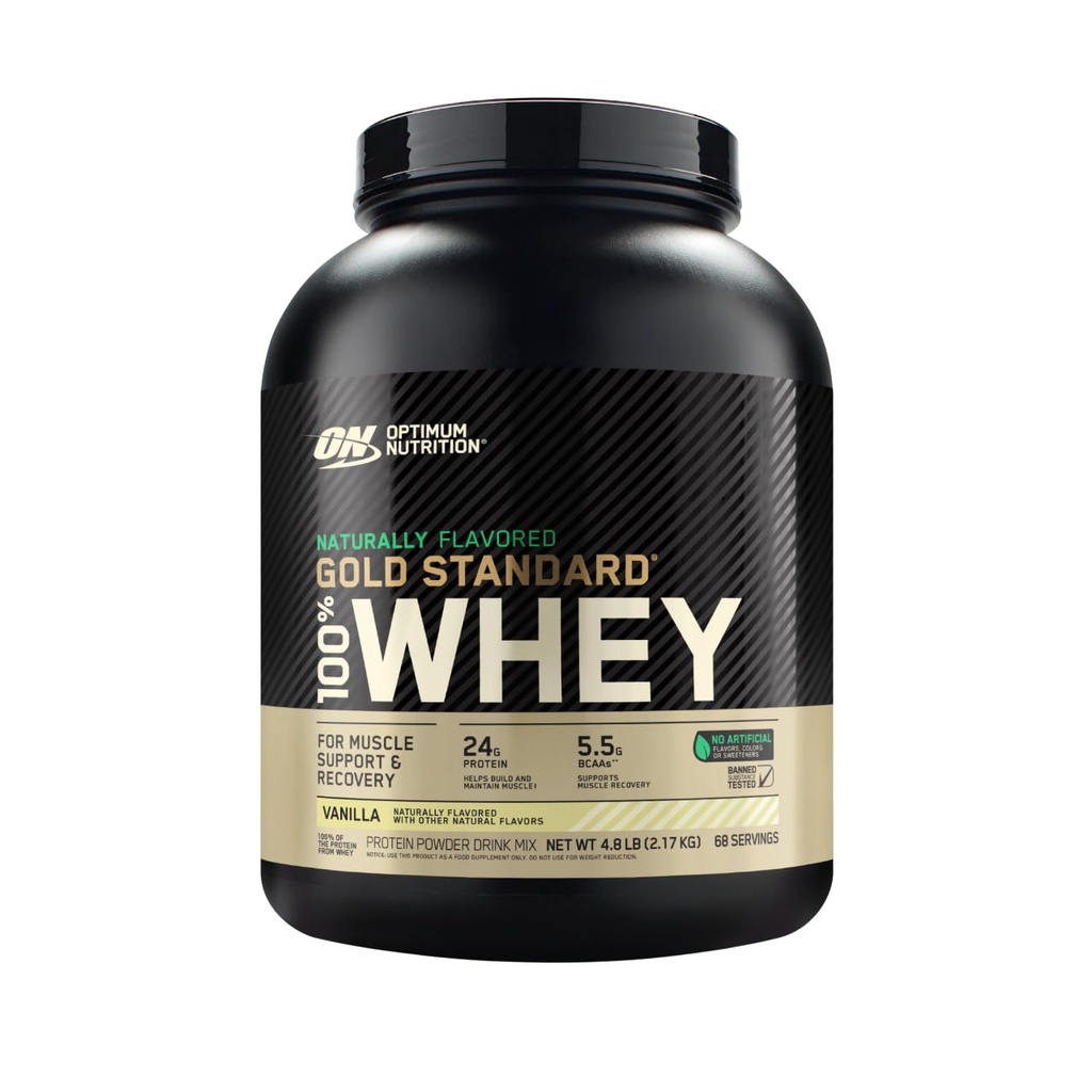 Optimum Nutrition Gold Standard 100% Whey naravno arome beljakovin v prahu 4.8 (Packaging May Vary), Vanilla, 76.8 Ounce