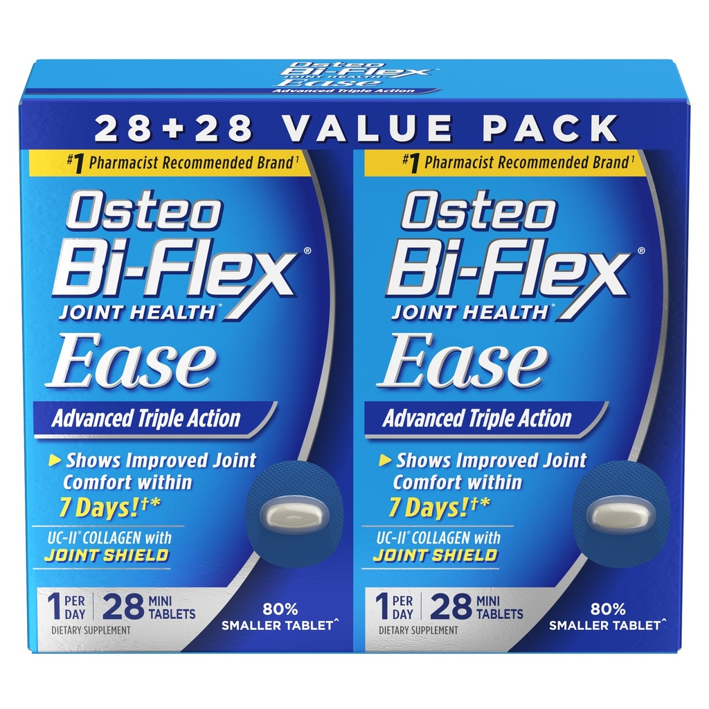 Osteo Bi-Flex Ease Advanced Triple Action with Vitamin D Skupni dodatki, Mini Tablets, 28 Število, Pakiranje 2