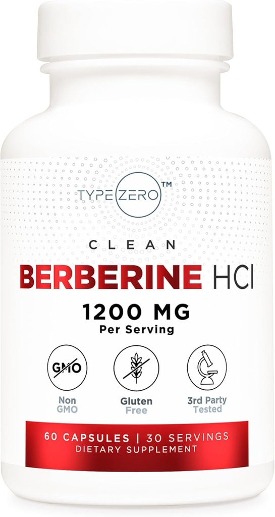 Tip Zero Berberine HCL 1200 mg 60 Kapsule - čista, brez glutena
