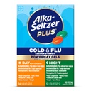Alka-Seltzer Plus moč Max Cold & Flu Day+Noč Medicina: Cough Supress, Cold in Flu Medicine za odrasle in otroke 12 let in starejši, 36 Število, pakiranje maj Vary