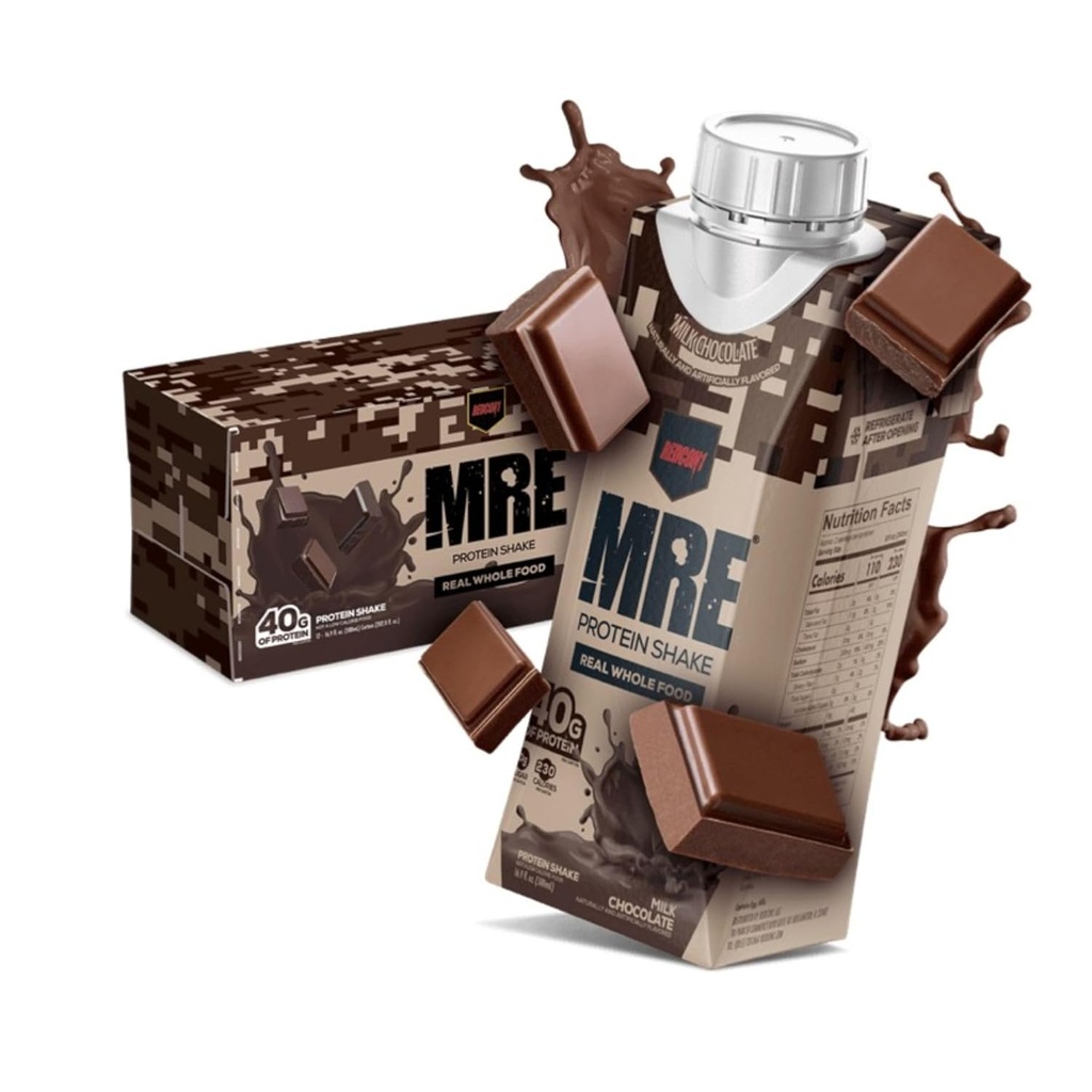 REDCON1 MRE Pripravljen za pitje Beljakovinskega stresa, mleko čokolada - laktoza + sirotka brezplačno RTD 40gr Beljakovine Izdelane s pravimi celimi beljakovinskimi mešanicami - Keto-prijazno in enostavno za prebavljanje Prehransko stresanje (12 pakiranje)