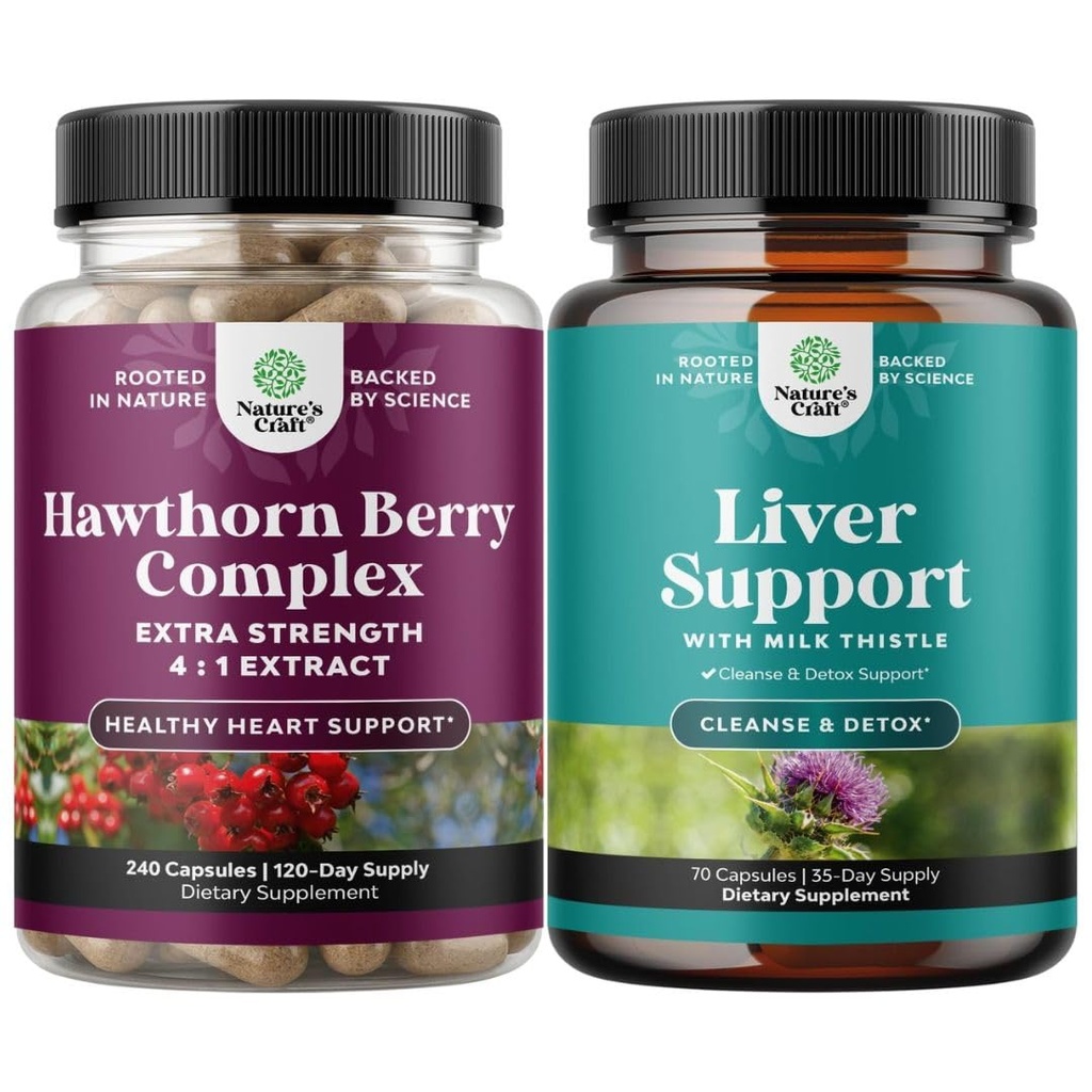 Paket dodatne moči Hawthorn Berry kapsule - Extract Prebava in zdravje srca dopolnilo in čiščenje jeter in detox in popravila Formula - Zeliščna jetra podpora dodatek