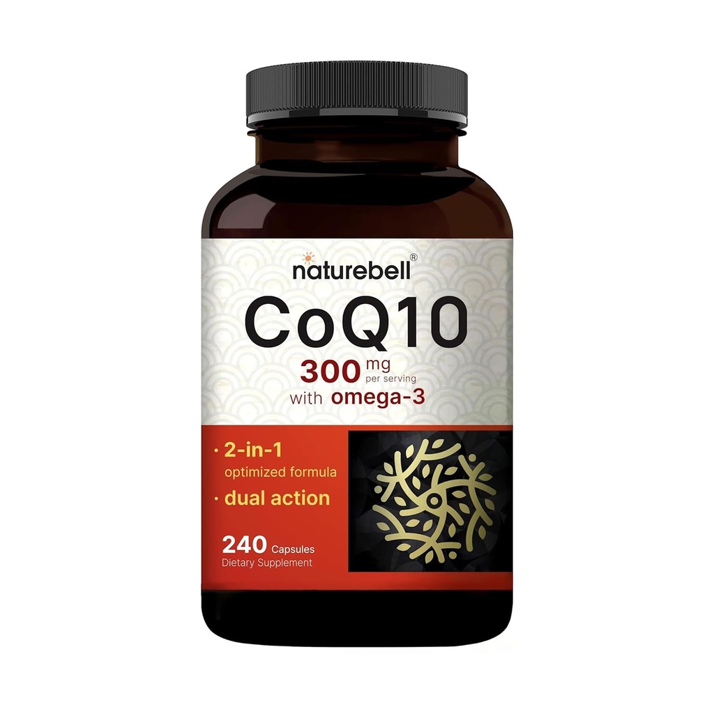 NatureBell CoQ10 300mg z Omega 3, 240 Kapsule - 120 dnevna dobava 