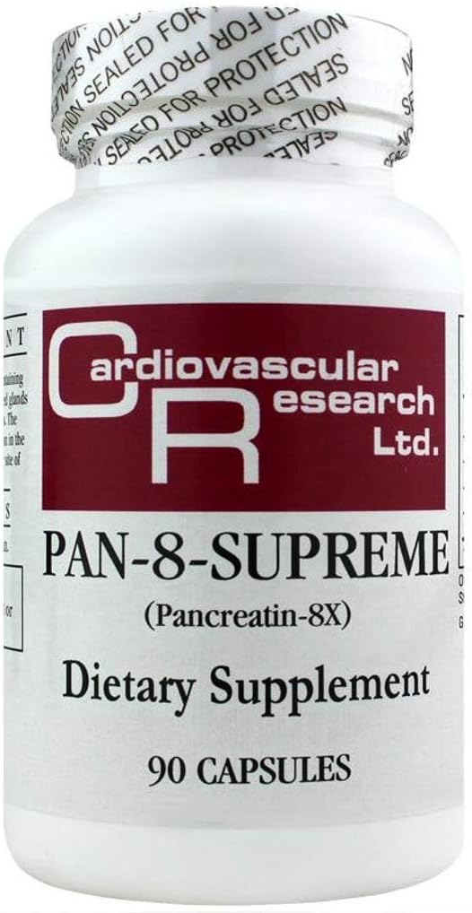Srčnožilne raziskave Pan-8-supreme Pankreatin, White, 90 Count