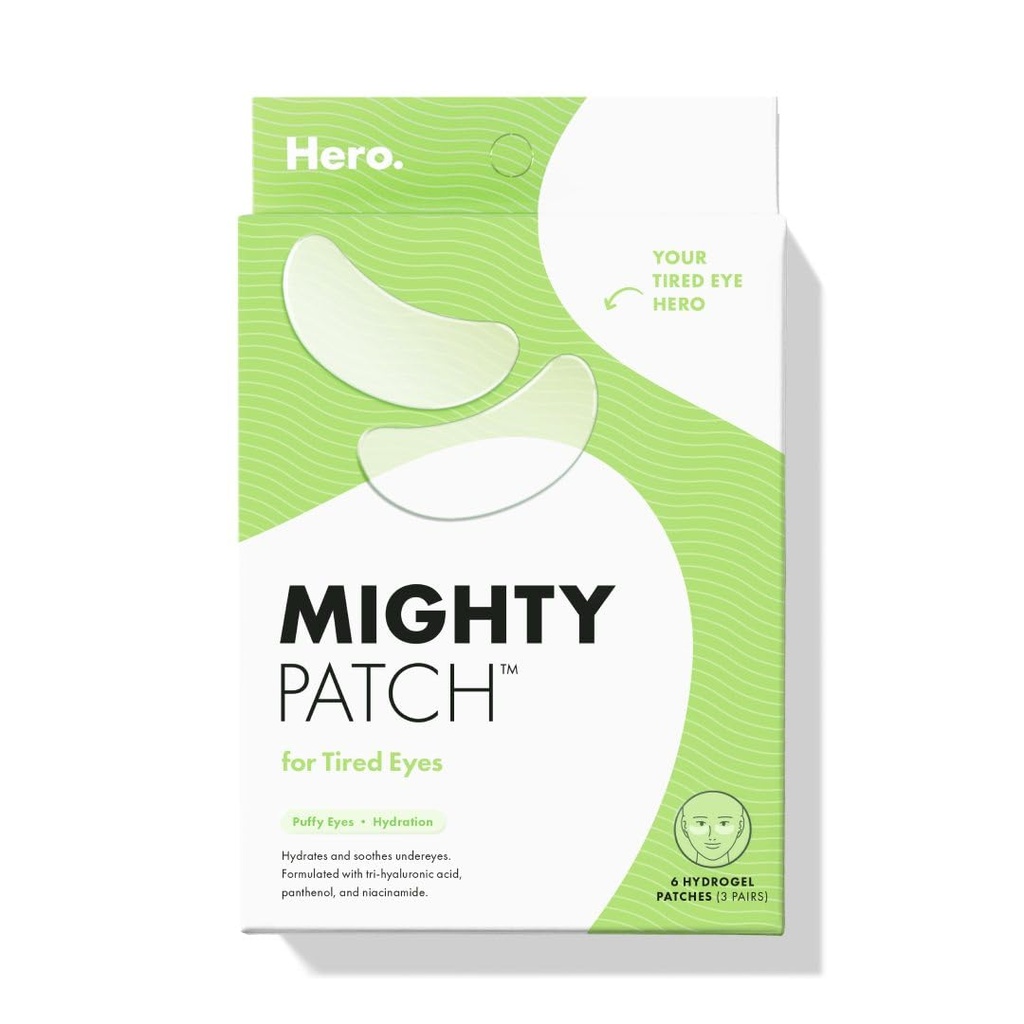 HERO COSMETICS Mogočni obližTM za utrujene oči - Pomirjujoče hidrogelne obliže - Prebudite se in vidno De-puffs Undereyes z več aplikacijami (6 Štetje)