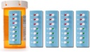 Take-n-Slide Peel in palico je mogoče ponovno polniti za 12 +, tablete/zdravilo/vitamin/Pet Med Tracker & Opyer, Pripnite na svojo steklenico, Organizator-free, Curved nazaj (modra, 5-Pack)