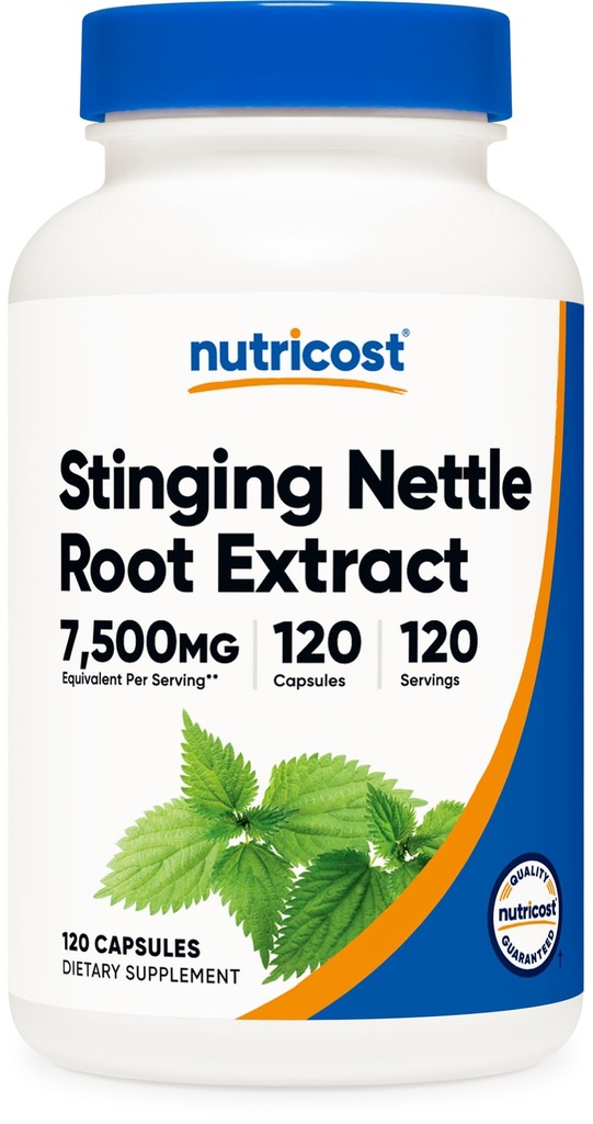 Nutricost Sting Nettle Root Extract 7500mg ekvivalentno, 120 Kapsule - vegetarijansko prijazno, ne-GMO, Gluten brezplačno