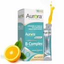 Aurora Nutrascience Mega-Liposomal B-kompleks + vitamin C, podpira energijo, imunski in živčni sistem zdravje, Gluten prost, ne-GMO, sladkor brez, pomarančne arome, 10 serve paketi