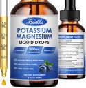 Kalijev magnezijev dodatek - visoka absorpcija Magnezijev kompleks 500mg & kalij 99mg Plus kalcij, vitamin D3, cink, brez sladkorja kapljice dodatek za zlome nog, energija, Presnova (Blueberry)