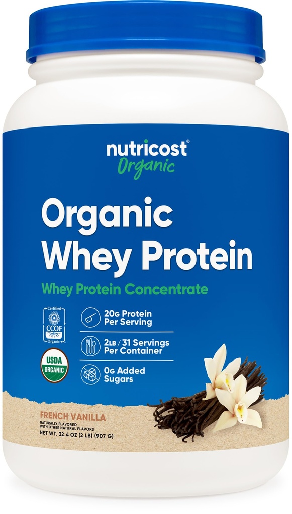 Nutricost Bio Whey Protein Concentrat, francoska vanilija arome, (2LBS) - Gluten-free, Non-GMO