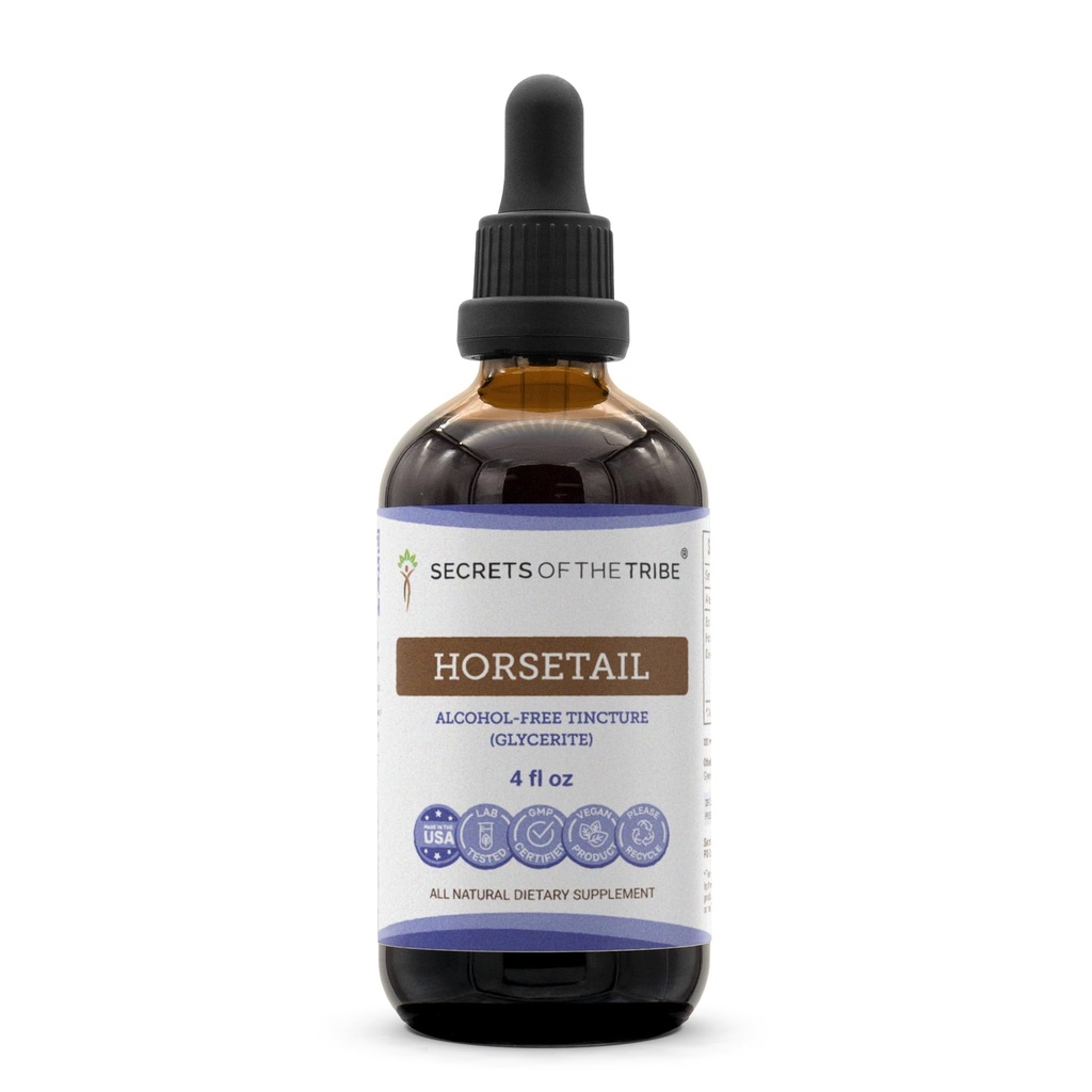 Skrivnosti Tribe Horsetail Tinkture Alkohol-free Extract, Horsetail (Equisetum arvense) Suhi Herb 4 OZ