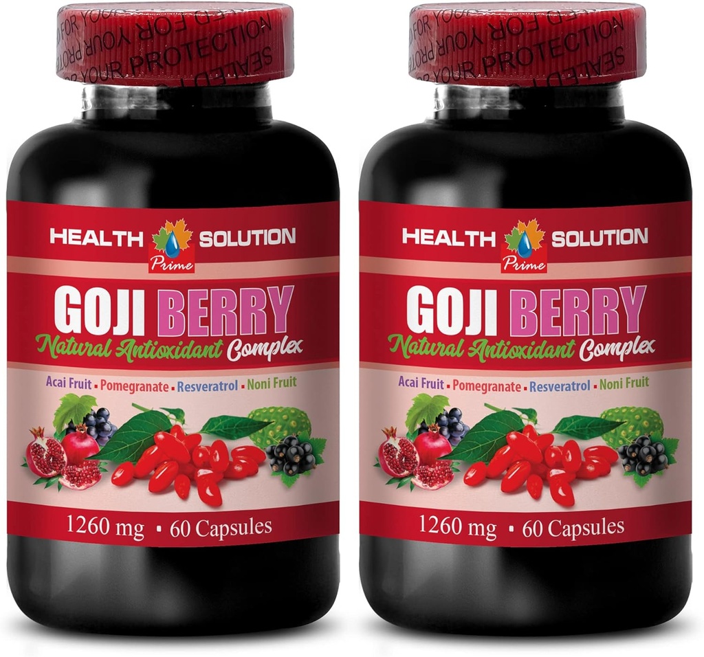 Moč možganov in spomina Boost - Goji Berry - Naravni antioksidant kompleks, Imunska podpora, Noni dodatek tablete, mangosteen ekstrakt, acai Berry, supersadni kompleks, Energy Booster, 2 steklenice 120 Caps