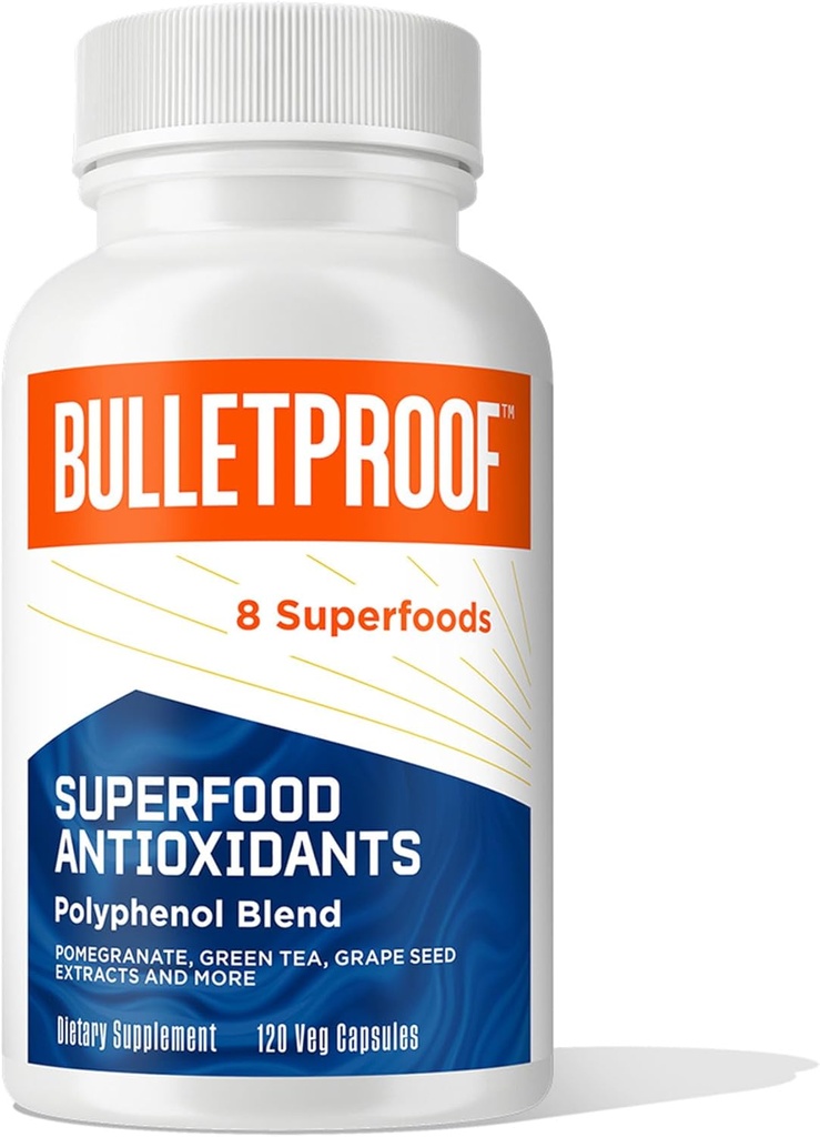 Neprebojni Superfood Antioksidanti Kapsule, 120 Kapsule, dodatek za boj proti prostim radicam in podporo zdravo staranje, polifenol mešanica, pakiranje lahko Vary
