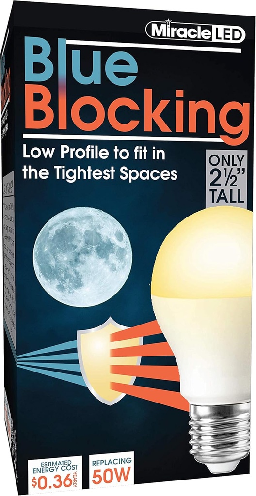 Čudežna LED 3W Modra Blokiranje Toplo rumena Tight-Space Sleep Bulb Zamenjava do 50W za ponovitev nastavitev sonca in proizvodnjo Melatonin Organicly, Amber Glow, 609013