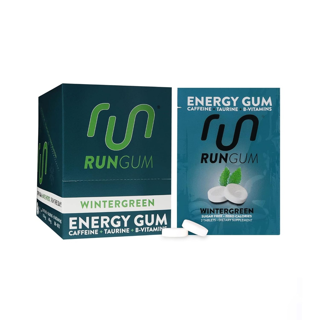RUN GUM Wintergreen Škatla žvečilni gumi, 24 kosov (paka po 12)