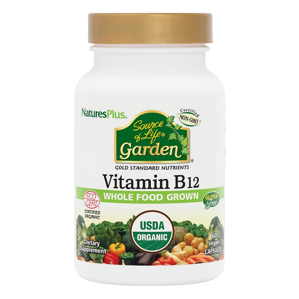 NaturesPlus Vir življenja Vrt Vitamin B12 - Pakiranje 2, 60 Veganskih kapsul - vegetarijansko, Gluten brez, Certified Organic - 60 Skupaj serving