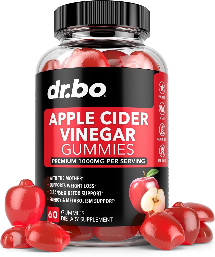 ACV Apple Cider Vinegar Gummies - Naravna podpora za napredno hujšanje, detox, čiščenje, Digestion Plus Gut Health - ACV Gummies dopolnila z 1000MG Apple Cider Vinegar Gummy z mamo