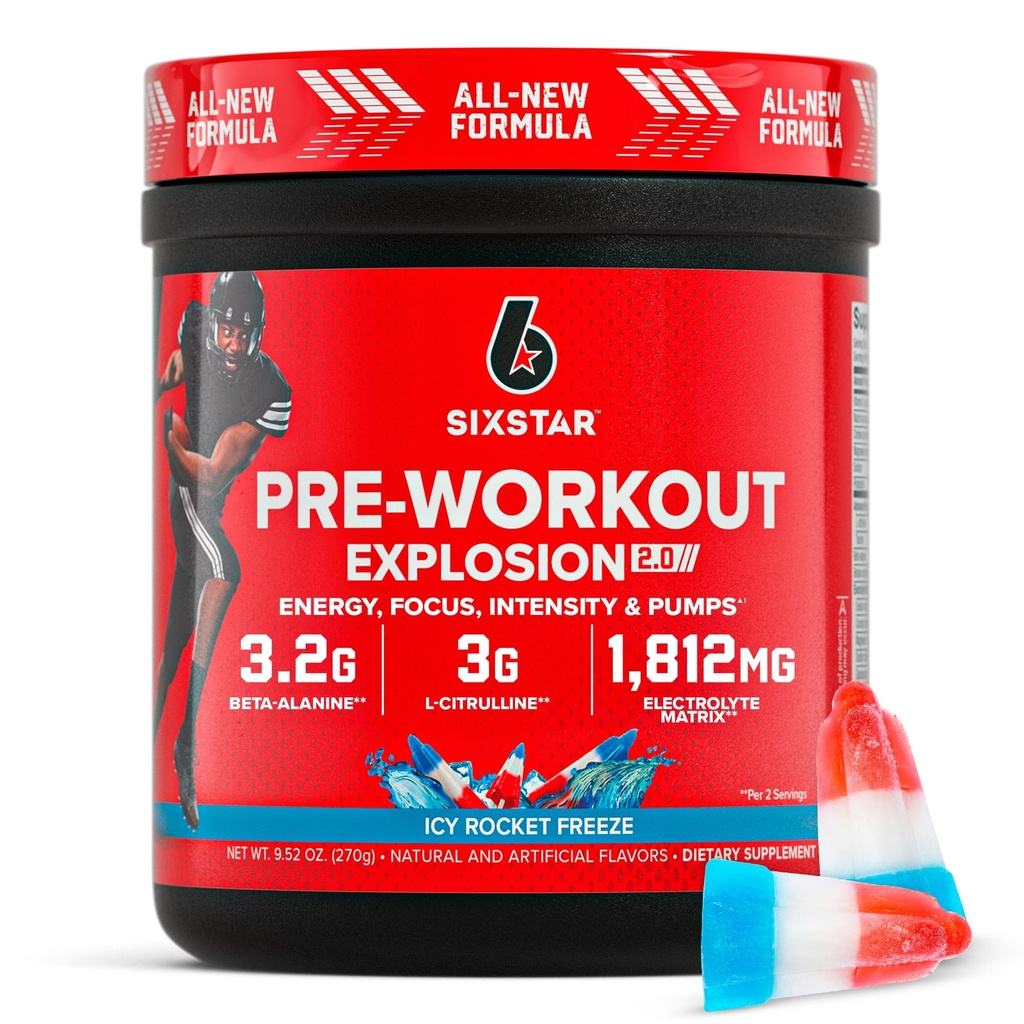 Six Star Pre-Workout prašek za moške in ženske, ICY Rocket Freeze (30 strežnikov) - Preworkout Explosion 2.0 Energy Powder Drink Mix with Beta-Alanine & Caffeine - Sports Nutrition dopolnilni izdelki