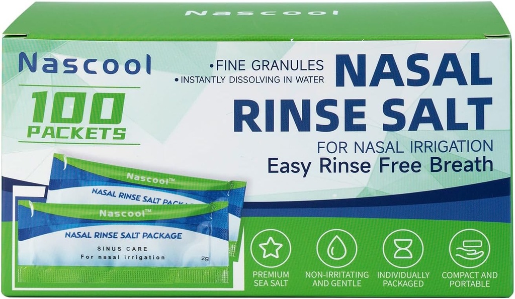 Saline Packets, Predmešane Salt Packets za ponovno polnjenje Nose Wash (100 števcev)