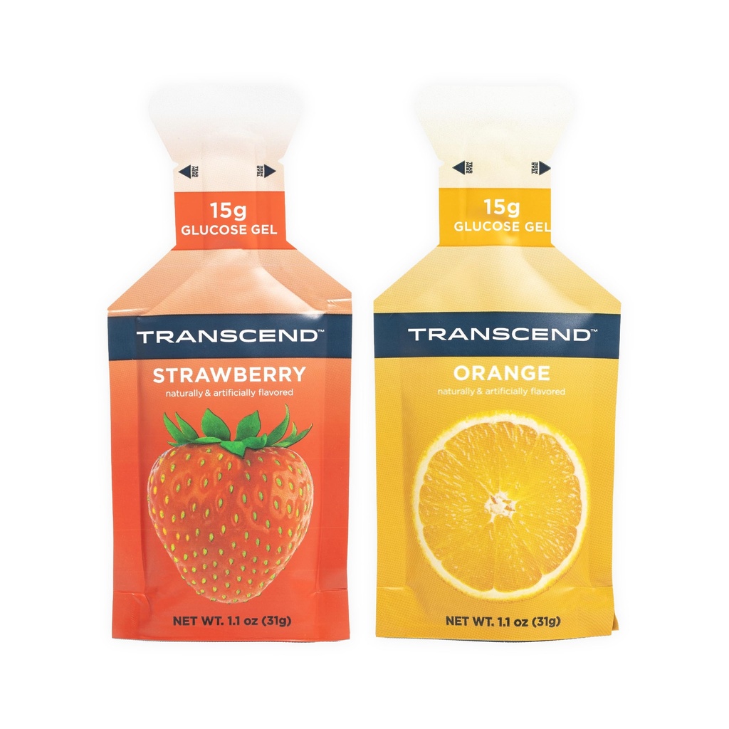 Transcend Foods Jagoda + Orange Gels (1.1 oz, pakiranje po 24) Hitro delujoče Carb Gel Jagoda in pomaranča aroma – kofein brezplačno, Gluten brezplačno