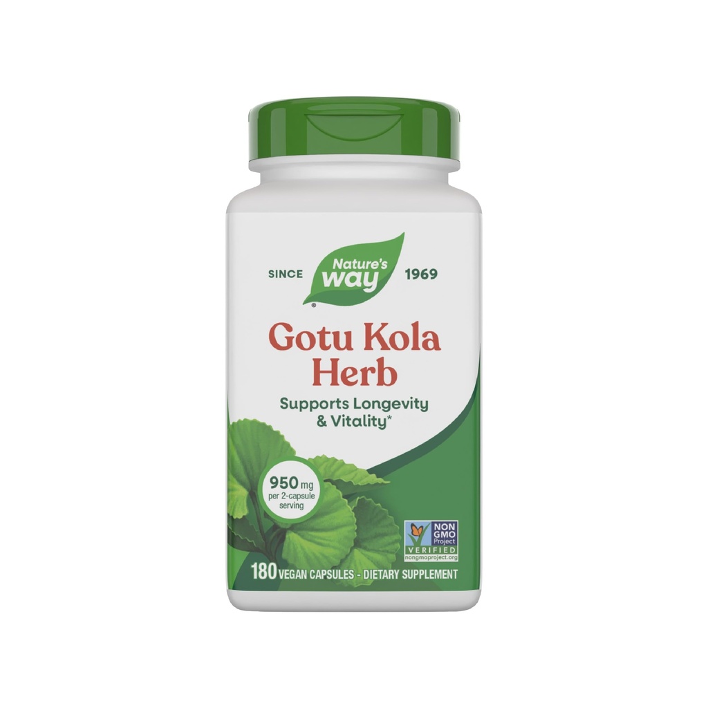Narava je Gotu Kola Herb, podpira dolgoživost in vitalnost*, 950 mg na 2-kapsula Serving, ne-GMO projekt preverjen, 180 Kapsule (Packaging May Vary)