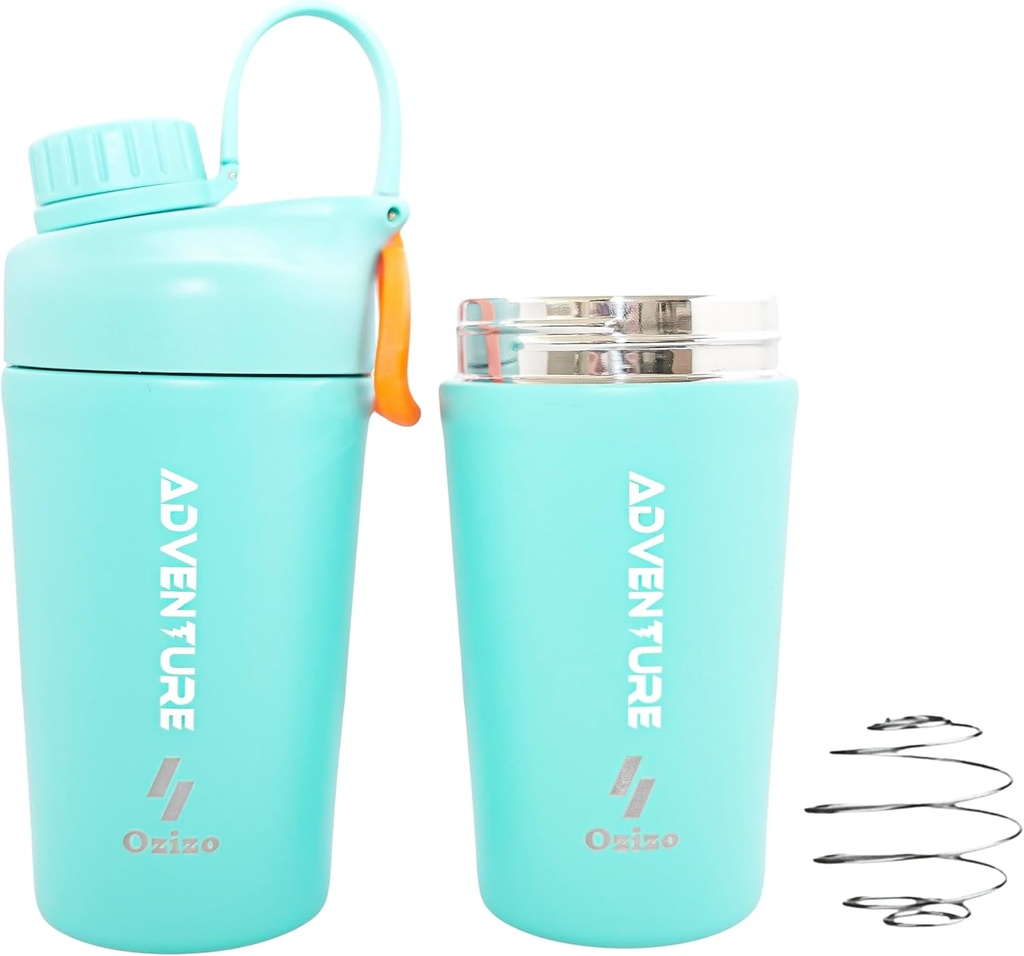 Ozizo Protein Mixing Cup za mešanice beljakovin, 20 Ounces Nerjaveče jeklo Stresalnik steklenica, Izolirano, Puh dokaz, Odor odporna, Majhen srčkan fitnes mešalnik za moške, ženske, fantje, dekleta, Vroče in hladne pijače