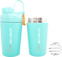 Ozizo Protein Mixing Cup za mešanice beljakovin, 20 Ounces Nerjaveče jeklo Stresalnik steklenica, Izolirano, Puh dokaz, Odor odporna, Majhen srčkan fitnes mešalnik za moške, ženske, fantje, dekleta, Vroče in hladne pijače