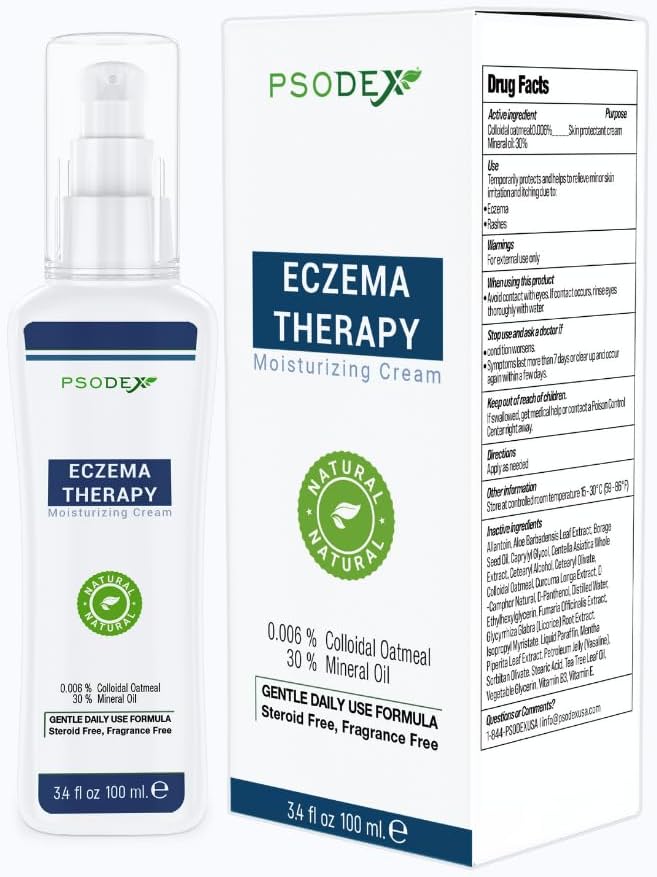 PSODEX krema za ekceme – vlažilna ekcema terapija kožna nega z Aloe Vera, vitamini, olje čajevca – organska in naravna krema za ekceme – nedražljiva in blažilna krema za ekcem