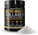Keto Multi colagen Peptides 16.2 oz - beljakovinski prah Broth kosti, s 5 tipi hidroliziran kolagen, MCT olje in biotin za kožo, sklepe, lase in nohte, nearomatiziran kolagen v prahu
