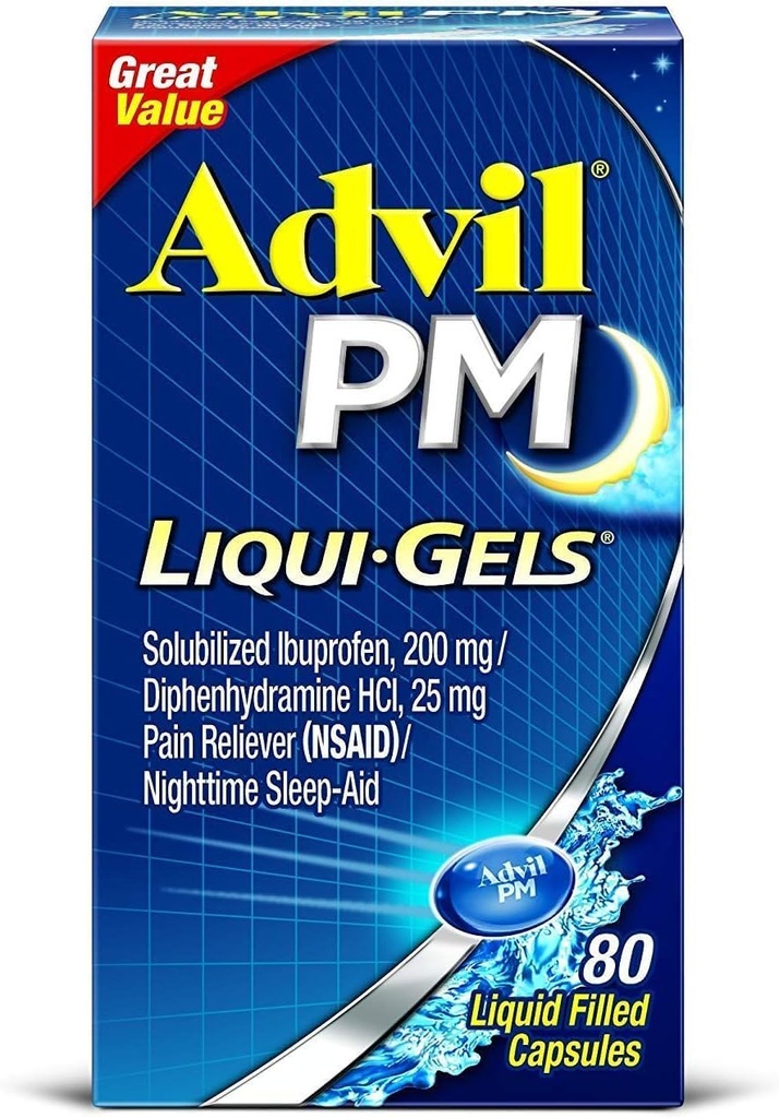 Advil PM Ibuprofen 200 mg Liqui-Gels 80 ea (paka 4)