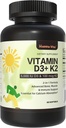 Vitamin D3 K2, vitamin D3 5000 i.e. (125 μg) + vitamin K2 100 μg, 2 v 1 D3 in K2 dopolnila za podporo za zdravje kosti, zob, mišic in imunskega sistema, 60 kapsul