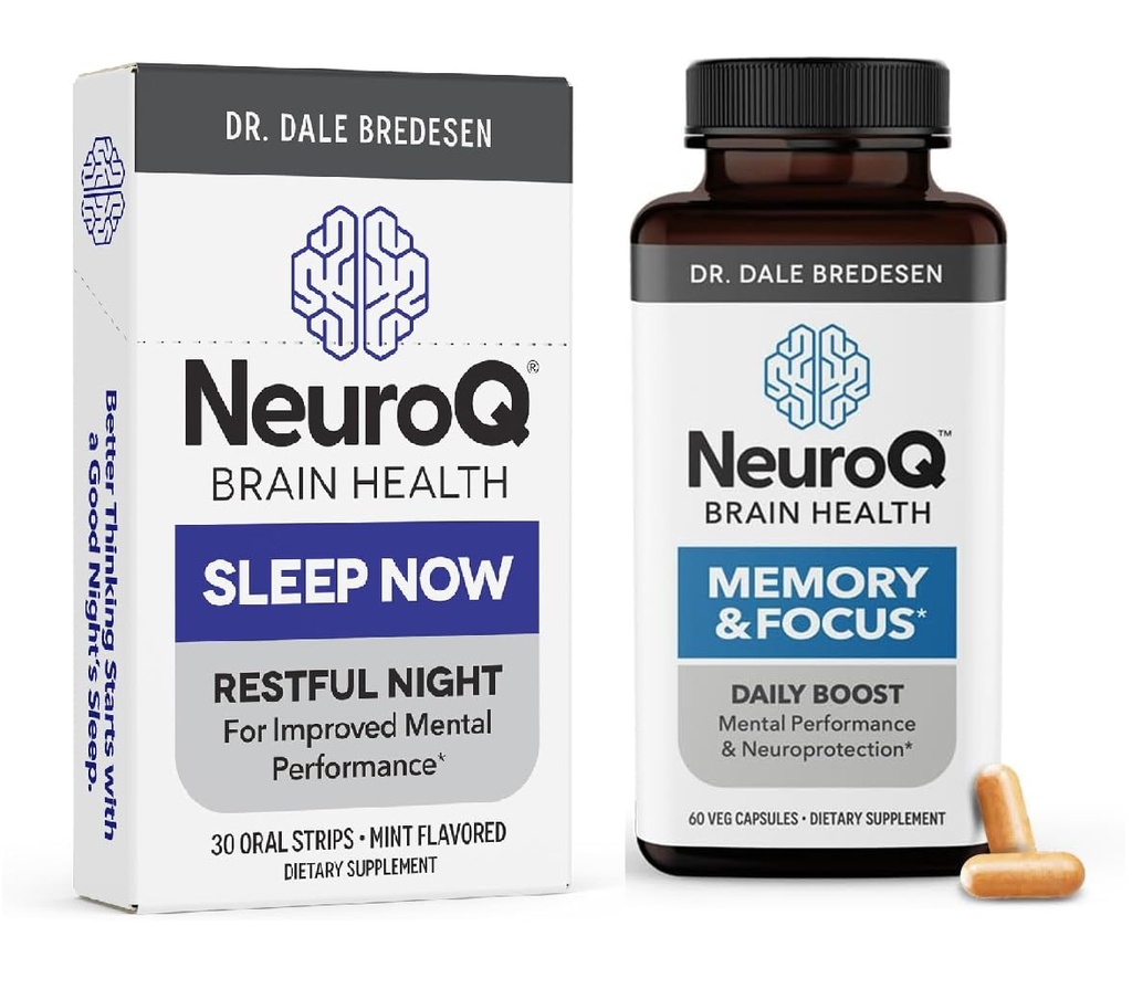 LifeSeasons NeuroQ Memory & Focus with SleepNow Strips - 24/7 Podpora za zdravje možganov - Izboljšati funkcijo kognitivnega spanja - 30 dnevna dobava