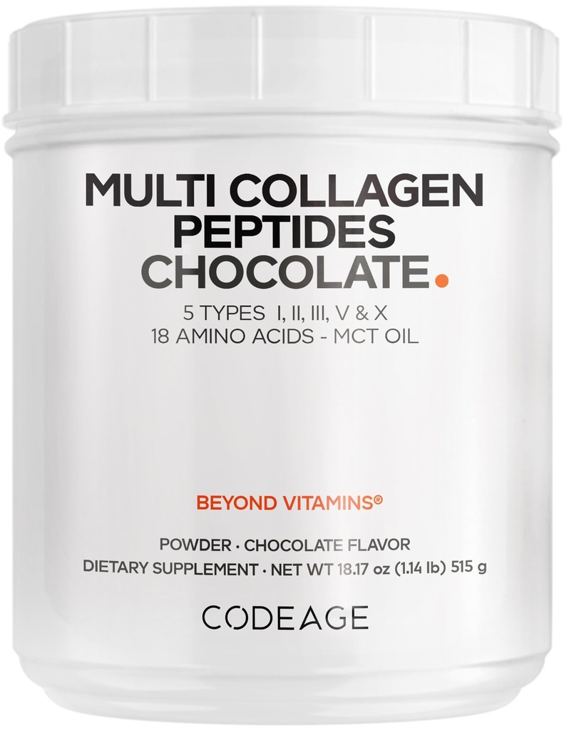 Koda Multi colagen čokoladni proteini v prahu - hidrolizirani goveji kolagen peptidi, 5 vrst kolagena in MCT Olje - kolagen krema, čokoladni kolagen peptidi - Beljakovine Shake - Non-GMO - 18.17 oz