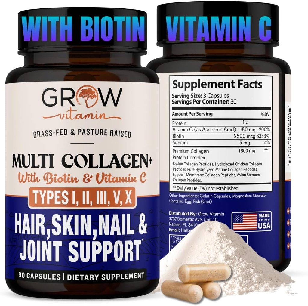 rast vitamina Multi kolagen kapsule - vrste I, II, III, V & X 