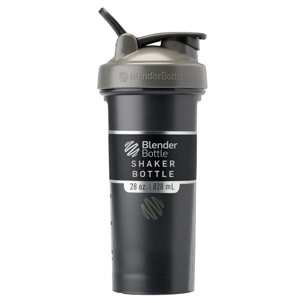 BlenderBottle Classic V2 Shaker steklenica kot nalašč za beljakovinske pretrese in pred vadbo, 28-ounce, siva/črna, črna senca