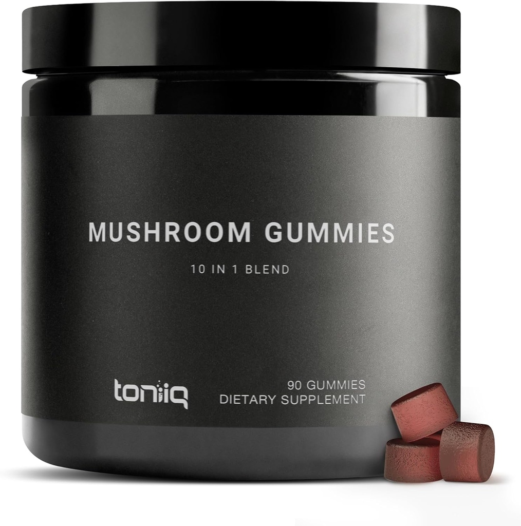 Gumiji iz gob - Ultra visoka moč 10:1 Ekstrakt z levjo grivo, Chaga & Reishi - Močna 10-Mushroom mešanica - Tested - 90 Gummies