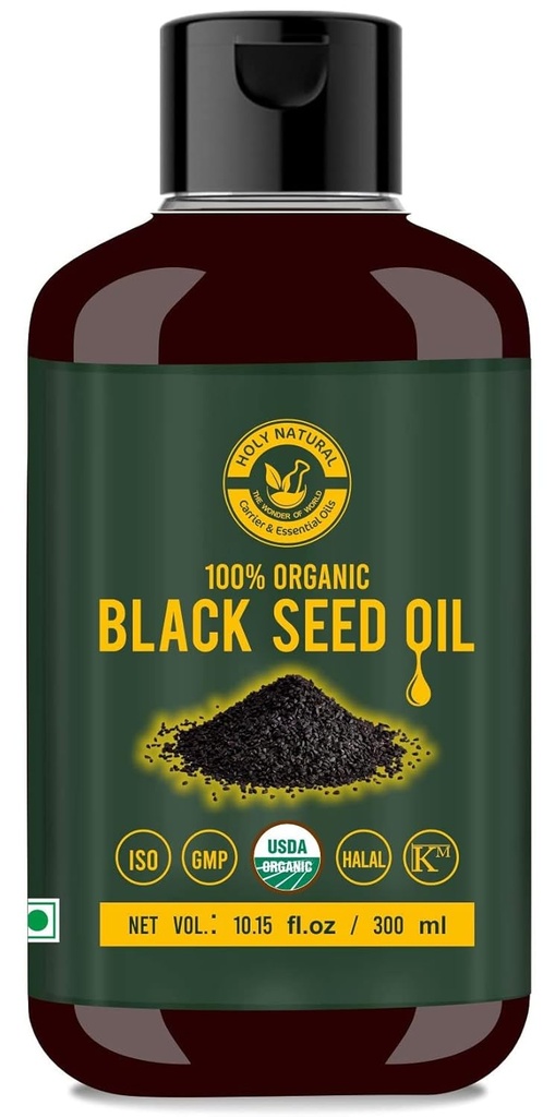 Črno seme/Nigella Sativa/Kalonji Seme Oil (10.15 fl oz), Deviško hladno pripravljeno, čisto in naravno, brez GSO, Neobdelano črno seme olje – Vir Thymokinon & Omega 3,6 & 9