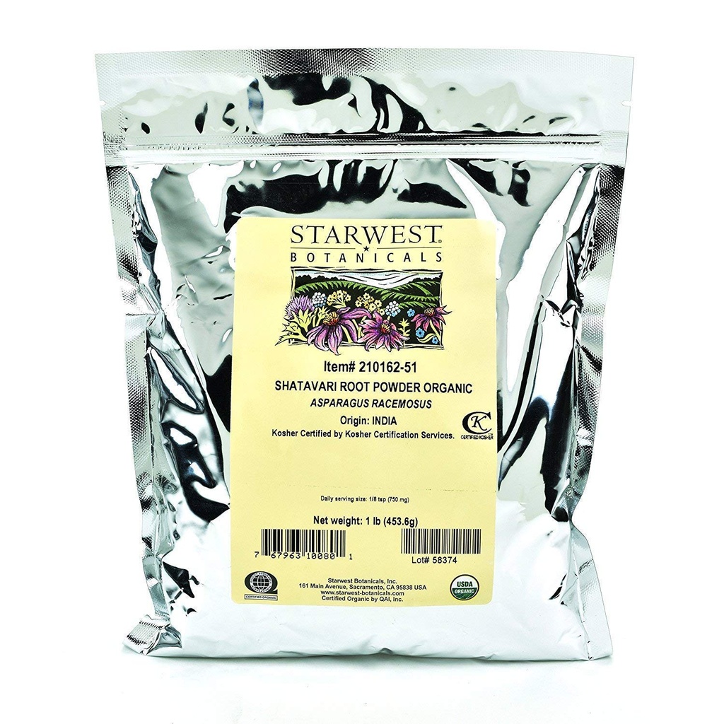 Starwest Botanicals Organic Shatavari Root Powder, 1 funt