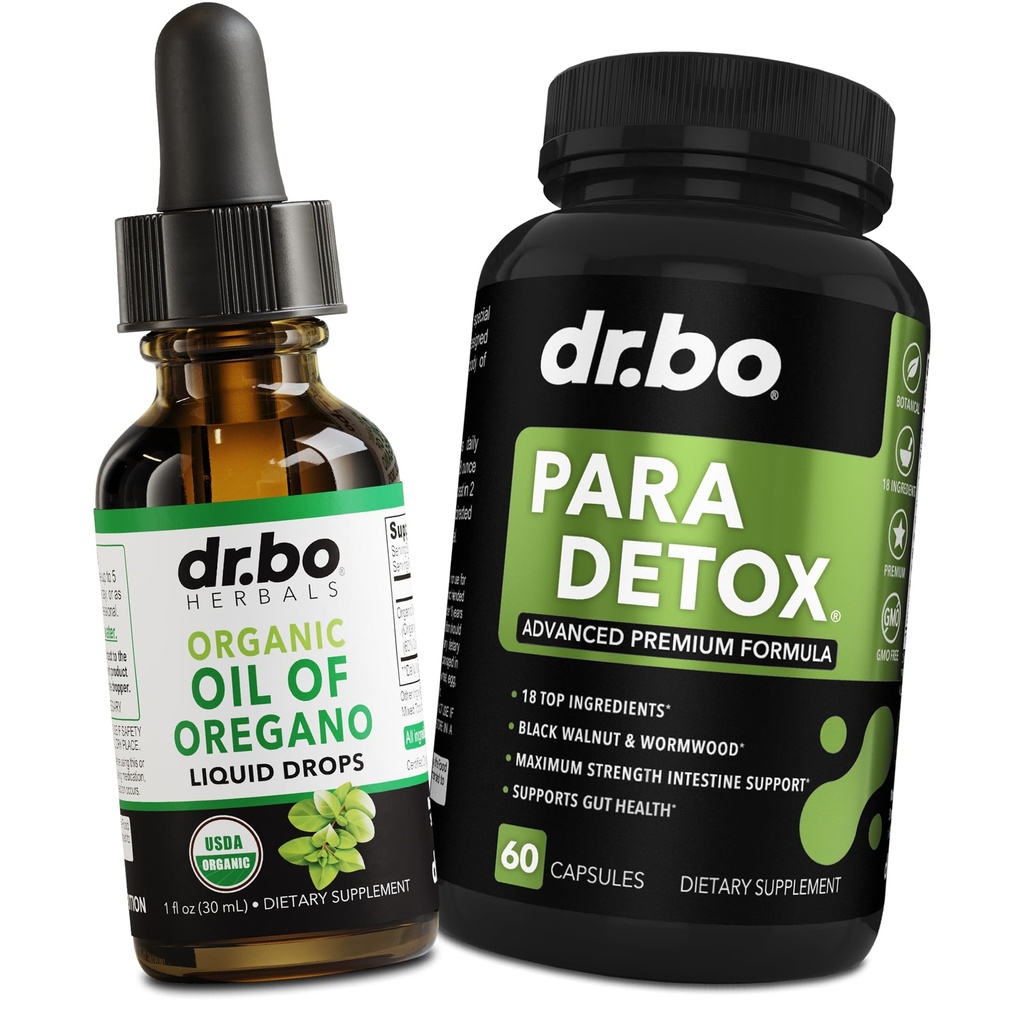 Origano Oil Organic Tekoči kapljice & Gut Health Caps - Oil of Origano kapljice Tinkture Extract & Intestinalne tablete Zeliščni Wormwood Black Walnut Cloves Imunska podpora - Zeliščni organski