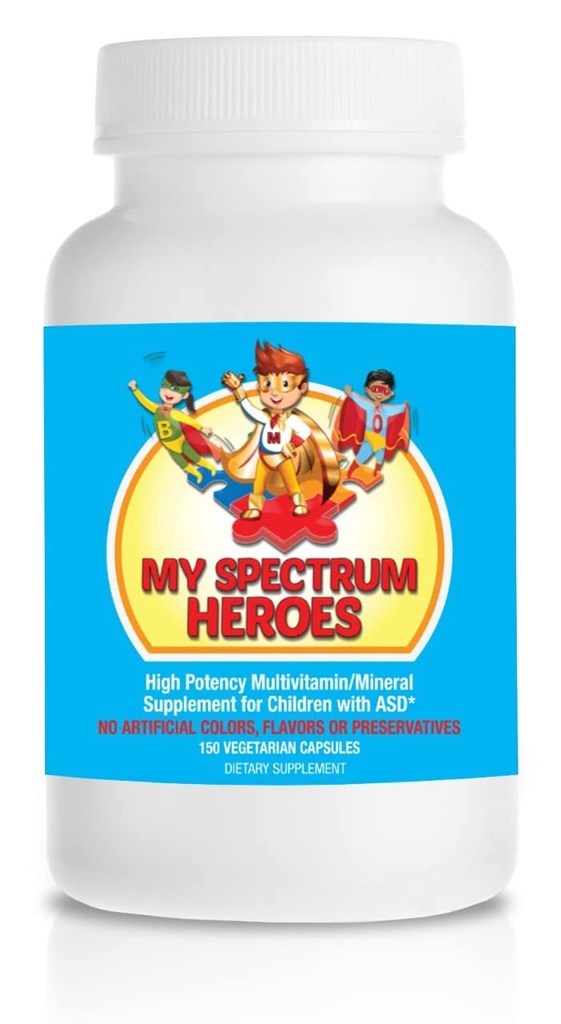 Moj spekter Heroes Otroški multivitaminski dodatek - Acetil-l-karnitin, holin, koencim Q10, inozitol, MSM, MTHF, NAC za vsakodnevno prehransko pomoč in kognitivno zdravje (150 kapsul)